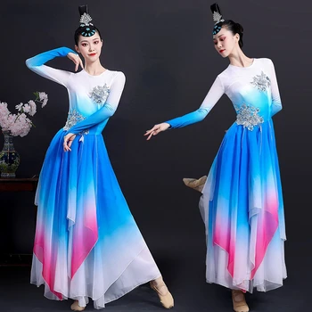Традиционный китайский народный танцевальный костюм Янко танцевальная одежда для взрослых национальный поясной барабан костюм одежда для занятий танцами фанатов