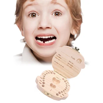 Коробка Для Молочных Зубов, Испано-Английская Деревянная Коробка Lanugo, Органайзер Для Хранения Детских Зубов, Детские Сувениры, Подарки на День Рождения для Мальчиков И Девочек