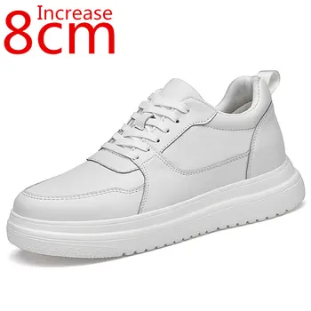 Невидимая Женская повседневная спортивная обувь с увеличенным ростом на 8 см, Корейские Британские кроссовки с толстой подошвой, маленькие Белые женские туфли