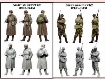 Советская пехота Второй мировой войны в масштабе 1/35, 2 человека, миниатюры из смолы, набор моделей, фигурка Бесплатная Доставка