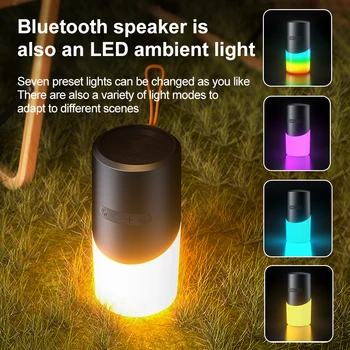 Новый беспроводной динамик Bluetooth RGB Light Открытый Портативный водонепроницаемый мини-атмосферный светильник Подарок для вечеринок, кемпинга и пикников