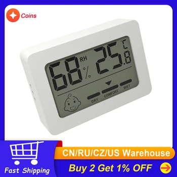 Цифровой комнатный термометр Гигрометр Домашний Точный монитор температуры и влажности с индикатором комфорта, подставкой для переключения ℃/℉
