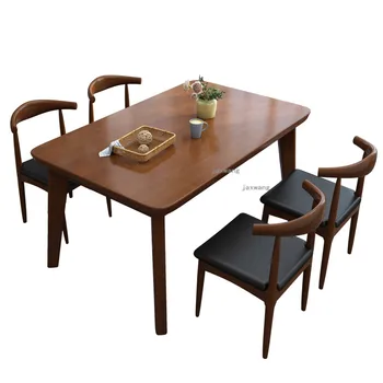 Сочетание обеденного стола и стула из массива Дерева, современные столовые гарнитуры, мебель для гостиной, Обеденный стол, Кухонная мебель