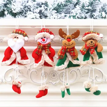 Рождественские украшения Подвески на Рождественскую елку Куклы Санта Клауса Снеговик Олень Сцена Наряжания Кулон Ноэль Рождественские Новогодние Подарки