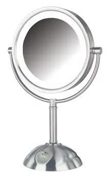 8,5-дюймовое Настольное Двустороннее Поворотное зеркало для туалетного столика со светодиодной подсветкой Jerdon HL8808NL, 8-кратное увеличение, 3 режима подсветки, Никелевое покрытие