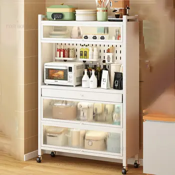 Современные металлические кухонные шкафы для кухонной мебели Многослойный многофункциональный кухонный простой высококлассный буфет