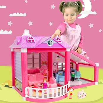 Детский семейный кукольный домик ручной работы, ролевая игра, замок принцессы, сделай САМ, собери виллу, кукольный домик с миниатюрной мебелью, игрушки и подарки