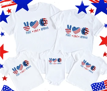Подходящая ко Дню независимости США семейная футболка Happy 4th July Пользовательские семейные рубашки Патриотические семейные топы Freedom tees