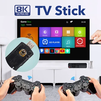 Беспроводной контроллер X8 HD Mini TV Box для Android Игровая приставка 8K 10000 аркадных ретро-игровых консолей для PS1 Dual