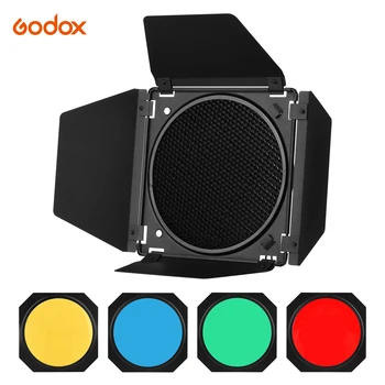 Godox BD-04 Дверь Сарая Barndoor Honeycomb с 4 Цветными Гелевыми Фильтрами для 7-Дюймового Стандартного Отражателя для GODOX SL60W SL150II SK400II