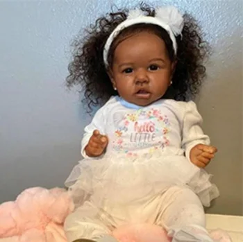 Комплект куклы-Реборна 22-дюймовый Африканский черный ребенок Неокрашенный Незаконченный Виниловый бланк Реалистичные детали для новорожденного Bebe DIY Kit
