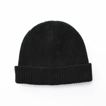 Зимние вязаные шапочки-бини Для мужчин и женщин Из шерсти мериноса, кепка в рубчик, Теплые Мягкие Стильные кепки-санки с черепом в холодную погоду