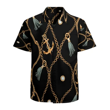 Мужская гавайская рубашка с коротким рукавом, повседневные пляжные рубашки на пуговицах с цветочным принтом, с карманом, быстросохнущие, дышащие
