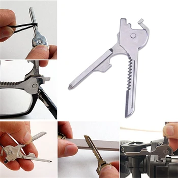 1ШТ 6 В 1 Брелок для ключей из нержавеющей стали, цепочка для ключей, карманный резак, мини-нож, нож для распаковки, Отвертка