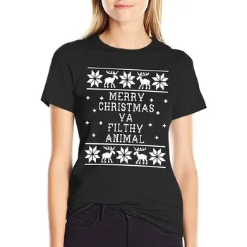 С Рождеством Тебя, футболка с грязным животным, женская футболка