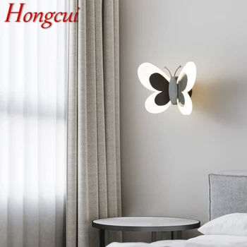 Hongcui Внутреннее Черное латунное бра с бабочкой, Светодиодная 3-цветная реалистичная креативная настенная лампа для кровати, декора гостиной