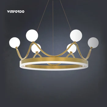 2023 Winfordo Современный светодиодный подвесной светильник, потолочная люстра с дизайном короны для гостиной, детской спальни 220 В /110 В