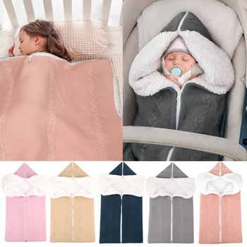 Конверты для новорожденных, пеленание на молнии, капюшон, Вязаные спальные мешки для коляски, детские спальные мешки, Детские аксессуары для детей
