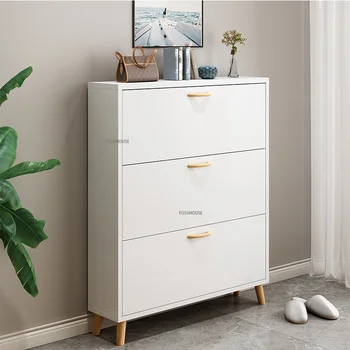 Скандинавское деревянное ультратонкое ведро для опрокидывания, обувной шкаф, мебель для гостиной, домашний шкафчик, коридор, современная белая полка для хранения обуви