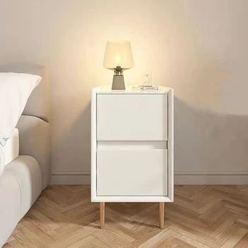 Итальянские узкие прикроватные тумбочки Kawaii Современный белый Узкий дизайн мини-прикроватного столика Небольшой ящик для хранения низкой мебели для спальни