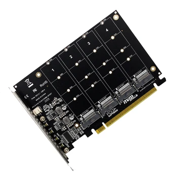 4-портовый M.2 Nvme SSD для преобразования жесткого диска PCIE X16M с ключом, карта расширения считывателя, скорость передачи 4 X 32 Гбит /с