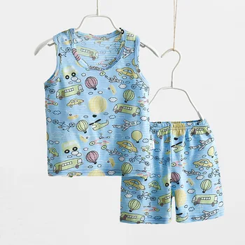 Детский жилет, шорты, пижамный костюм, хлопковая пижама для маленьких мальчиков и девочек, летние фламинго, супер мягкая дышащая одежда от 8 до 5 лет