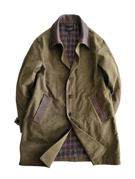 Мужское пальто Balmaccan Средней длины, кожаная лоскутная ветровка в деловом элегантном стиле для джентльменов