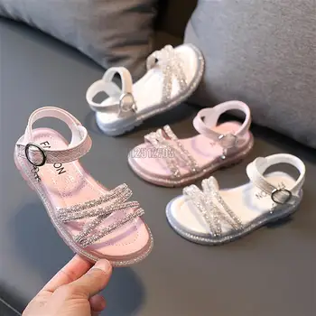 Летние Детские сандалии для маленьких девочек Розовая уличная спортивная обувь с мягкой подошвой Sweet Princess в римском стиле