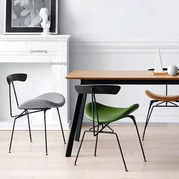Дизайнерские обеденные стулья Nordic Leisure Iron Со старинной кожаной спинкой, диван, стул для столовой, мебель для гостиничной индустрии, обеденный стул
