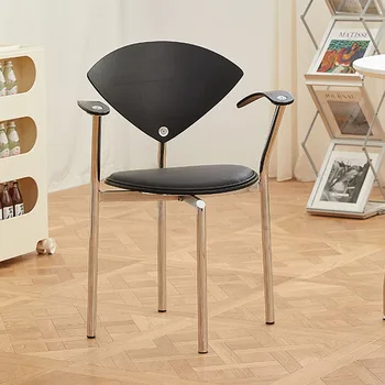 Дизайнерские обеденные стулья с подлокотниками, современные скандинавские сверхлегкие стулья с поддержкой локтей, черные однослойные сменные украшения интерьера