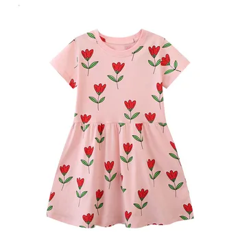 ALISHINREY/ Летнее Платье Лимонного Цвета для девочек от 2 до 7 лет, Детские Хлопковые Платья с коротким рукавом, Детское платье для Девочек, Модная Одежда