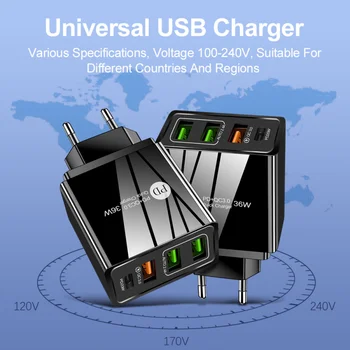 Универсальное Зарядное Устройство Для телефона Мощностью 36 Вт, Быстрая Зарядная Головка QC3.0 Type-C + USB, Двухпортовое Зарядное устройство PD, Многопортовое USB-Зарядное устройство для iPhone 11 Pro