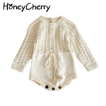 HoneyCherry Весенне-осенний купальник ажурной вязки для девочек с длинными рукавами, треугольная одежда для скалолазания, боди, одежда для маленьких девочек